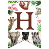 Schattige Oerwoud Dieren Safari Verjaardag Vlaggetjes (Tweede vlag)