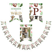 Schattige Oerwoud Dieren Safari Verjaardag Vlaggetjes