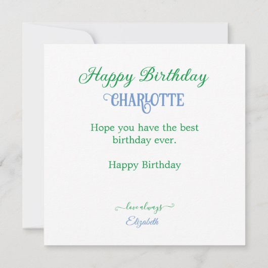 SCHATTIGE OERWOUD DIEREN THEMA KINDEREN VERJAARDAG KAART (Achterkant)