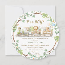 Schattige Oerwoud Dieren Train Greenery Baby showe