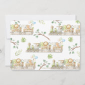 Schattige Oerwoud Dieren Train Greenery Baby showe Kaart (Achterkant)