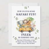 Schattige Oerwoud Dierensafari 1e Verjaardagsfeest Kaart (Voorkant)