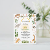 Schattige Oerwoud Dierenverjaardag Briefkaart (Staand voorkant)