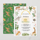 Schattige Oerwoud Dierenverjaardag Briefkaart (Voorkant / Achterkant)