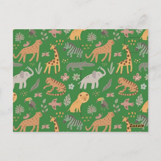 Schattige Oerwoud Dierenverjaardag Briefkaart (Achterkant)