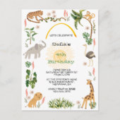 Schattige Oerwoud Dierenverjaardag Briefkaart (Voorkant)