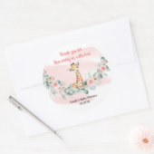 Schattige Oerwoud Dierlijke giraffe Meisje Baby sh Ronde Sticker (Envelop)