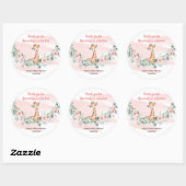 Schattige Oerwoud Dierlijke giraffe Meisje Baby sh Ronde Sticker (Vel)