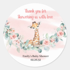 Schattige Oerwoud Dierlijke giraffe Meisje Baby sh Ronde Sticker