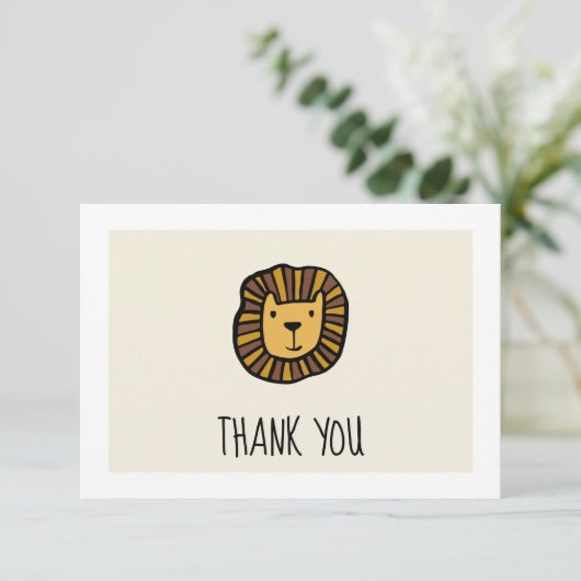 Schattige oerwoud Leeuw Baby shower Bedankkaart (Staand voorkant)