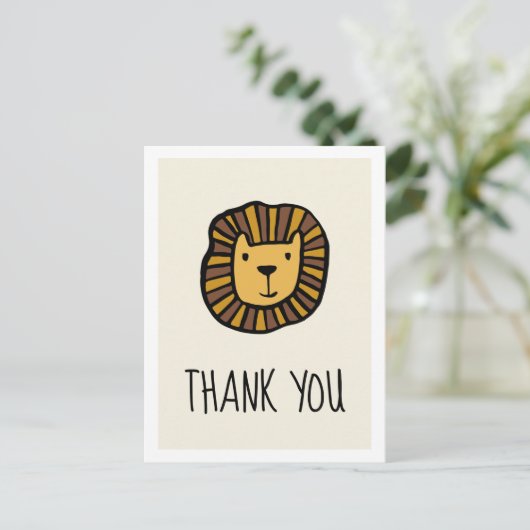 Schattige oerwoud leeuw Baby shower Dank u Briefkaart (Staand voorkant)