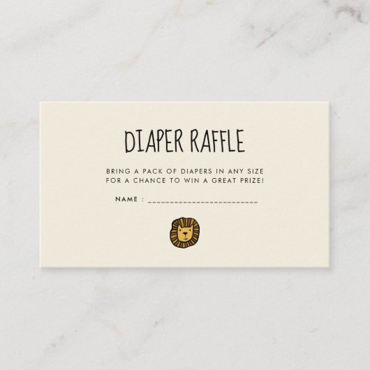 Schattige oerwoud leeuw baby shower Luier Raffle t Informatiekaartje (Voorkant)