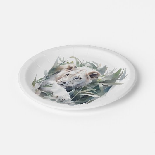 Schattige Oerwoud leeuw feest Papieren Bordje (Gekanteld)