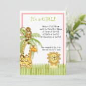 Schattige Oerwoud Monkey Giraffe Leeuw Pasgeboren  Kaart (Staand voorkant)