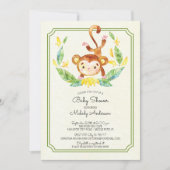 Schattige Oerwoud Monkey Neutral Baby shower Invit Kaart (Voorkant)
