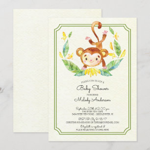 Schattige Oerwoud Monkey Neutral Baby shower Invit Kaart