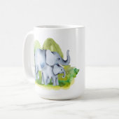 schattige oerwoud olifant voegt monogram toe koffiemok (Voorkant links)