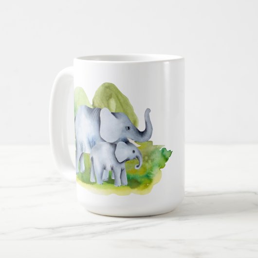schattige oerwoud olifant voegt monogram toe koffiemok (Voorkant links)