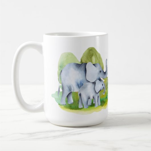 schattige oerwoud olifant voegt monogram toe koffiemok (Links)