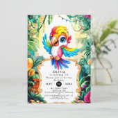 Schattige Oerwoud Parrot Verjaardag Kaart (Staand voorkant)