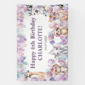 Schattige Oerwoud Partij Dieren Safari Verjaardag  Spandoek (Verticaal)