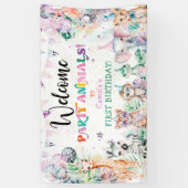 Schattige Oerwoud Party Animals Meisje Verjaardag  Spandoek (Verticaal)