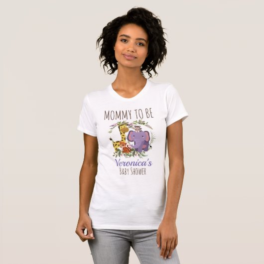 Schattige Oerwoud Safari Animal Baby shower Mama T T-shirt (Voorkant volledig)