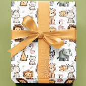Schattige Oerwoud Safari Animals Baby shower Cadeaupapier
