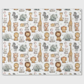 Schattige Oerwoud Safari Animals Baby shower Cadeaupapier (Vlak)