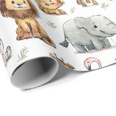 Schattige Oerwoud Safari Animals Baby shower Cadeaupapier (Rol Hoek)