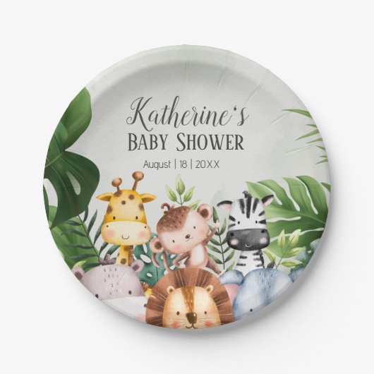 Schattige Oerwoud Safari Animals Forest Papieren Bordje (Voorkant)