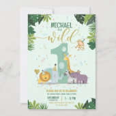 Schattige Oerwoud Safari Animals Wild Een Verjaard Kaart (Voorkant)