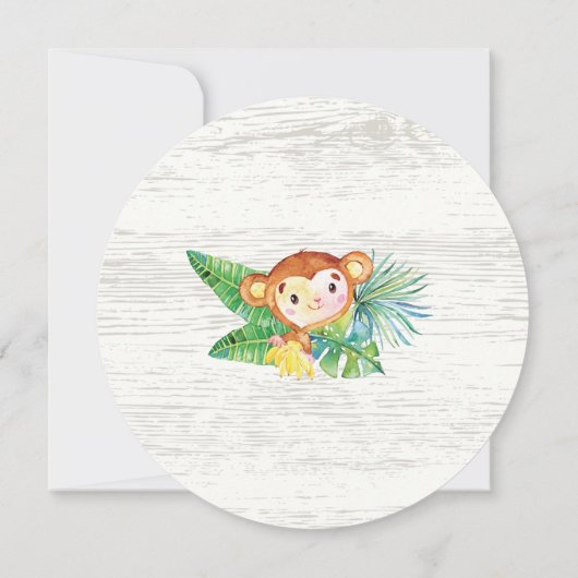 Schattige Oerwoud Safari Baby shower Uitnodiging (Achterkant)