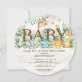 Schattige Oerwoud Safari Baby shower Uitnodiging (Voorkant)
