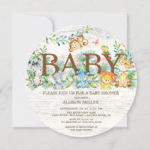 Schattige Oerwoud Safari Baby shower Uitnodiging