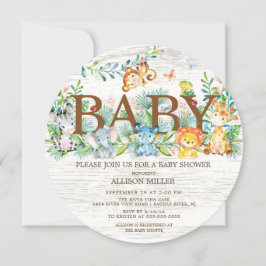 Schattige Oerwoud Safari Baby shower Uitnodiging