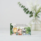 Schattige Oerwoud Safari Dier Baby shower Boek Informatiekaartje (Staand voorkant)