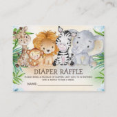 Schattige Oerwoud Safari Dieren Baby Luier Raffle Informatiekaartje (Voorkant)