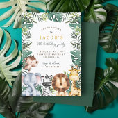 Schattige Oerwoud Safari Dieren Jongen Verjaardags Kaart