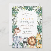 Schattige Oerwoud Safari Dieren Jongen Verjaardags Kaart (Voorkant)