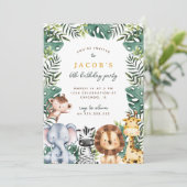 Schattige Oerwoud Safari Dieren Jongen Verjaardags Kaart (Staand voorkant)