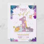 Schattige Oerwoud Safari Dieren Meisjes Wild Een V Kaart (Voorkant)