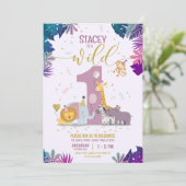 Schattige Oerwoud Safari Dieren Meisjes Wild Een V Kaart (Staand voorkant)