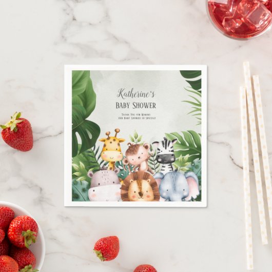 Schattige Oerwoud Safari Dieren Sticker Servet (Insitu)