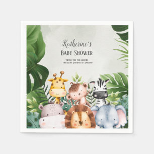 Schattige Oerwoud Safari Dieren Sticker Servet