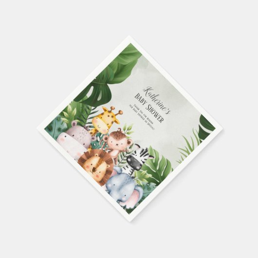 Schattige Oerwoud Safari Dieren Sticker Servet (Hoek)