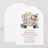 Schattige Oerwoud Safari dieren verjaardagsuitnodi Kaart (Voorkant / Achterkant)