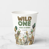 Schattige Oerwoud Safari Dieren Wild Een 1e Verjaa Papieren Bekers (Achterkant)