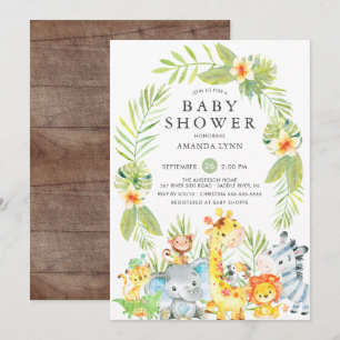 Schattige Oerwoud Safari Jongen Baby shower Uitnod Kaart