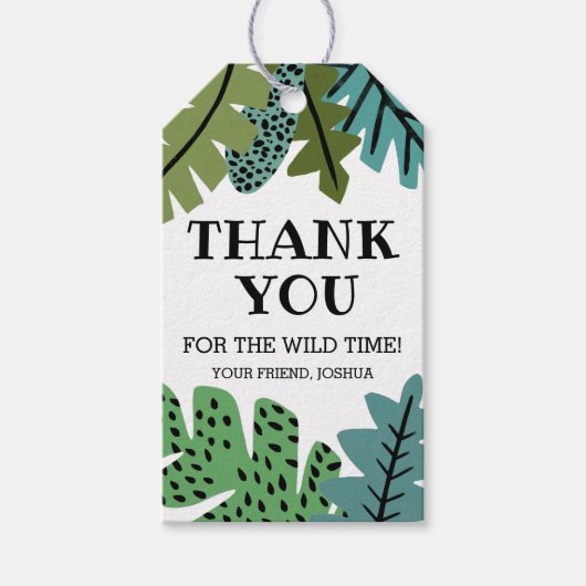 Schattige Oerwoud Safari Leaf Leaves Verjaardag Da Cadeaulabel (Voorkant)